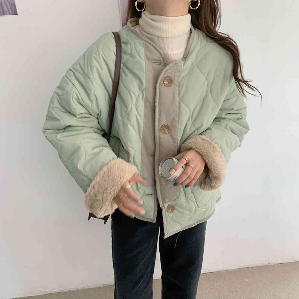 Female Coat Winter Jacket Thick Warm Women Parkas Vintage Solid Double Wear Faux Lambswool Liner Parka 210421
