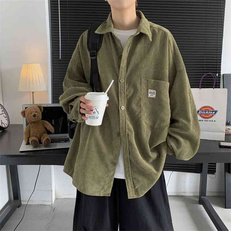 Privathinker Men's Corduroy Long Sleeve Shirts Autumn Korean Shirt Woman Fashion Casual Oversize Shirt Printed Clothing 210708, Darkgray 
Privathinker Men's Corduroy Long Sleeve Shirts Autumn Korean Shirt Woman Fashion Casual Oversize Shirt Printed Clothing 210708, Darkgray
