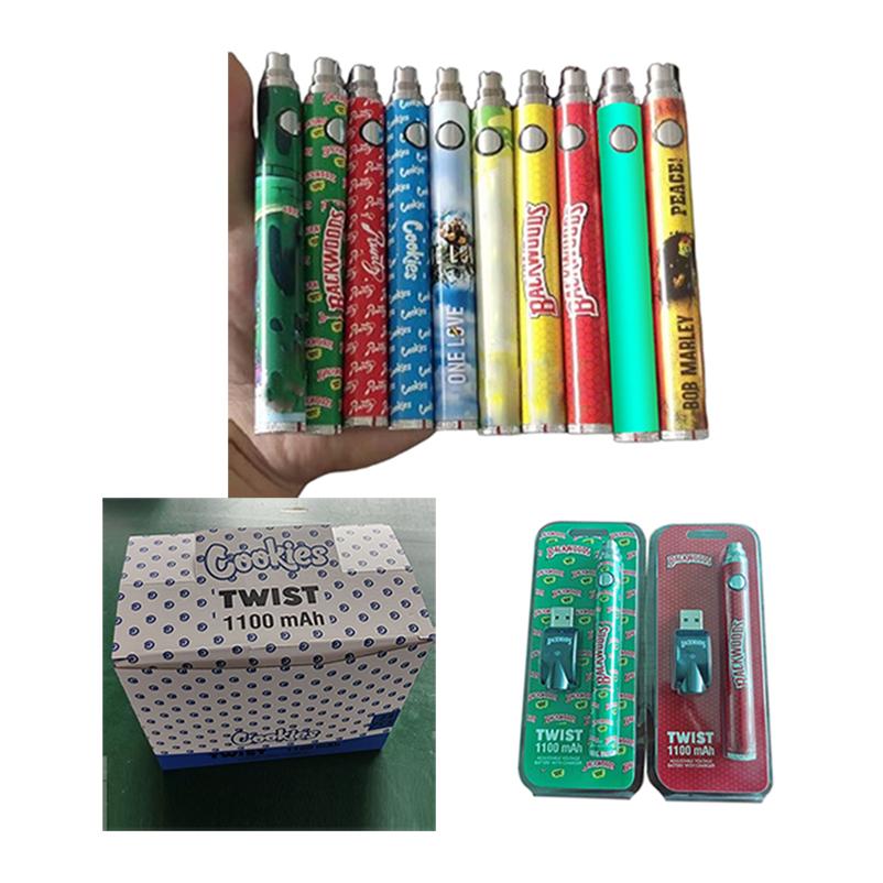 Backwoods Cookies Runtz Cartoon Battery Blister Kits Bottom Twist 1100mAh Variable Voltage Vape Pen 24 Pcs A Display Box For 510 Thick Oil C
Backwoods Cookies Runtz Cartoon Battery Blister Kits Bottom Twist 1100mAh Variable Voltage Vape Pen 24 Pcs A Display Box For 510 Thick Oil C