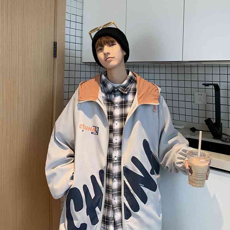 China print coat men's spring autumn fashion ins loose and versatile hooded clothes 2021 new jacket, Black
China print coat men's spring autumn fashion ins loose and versatile hooded clothes 2021 new jacket, Black