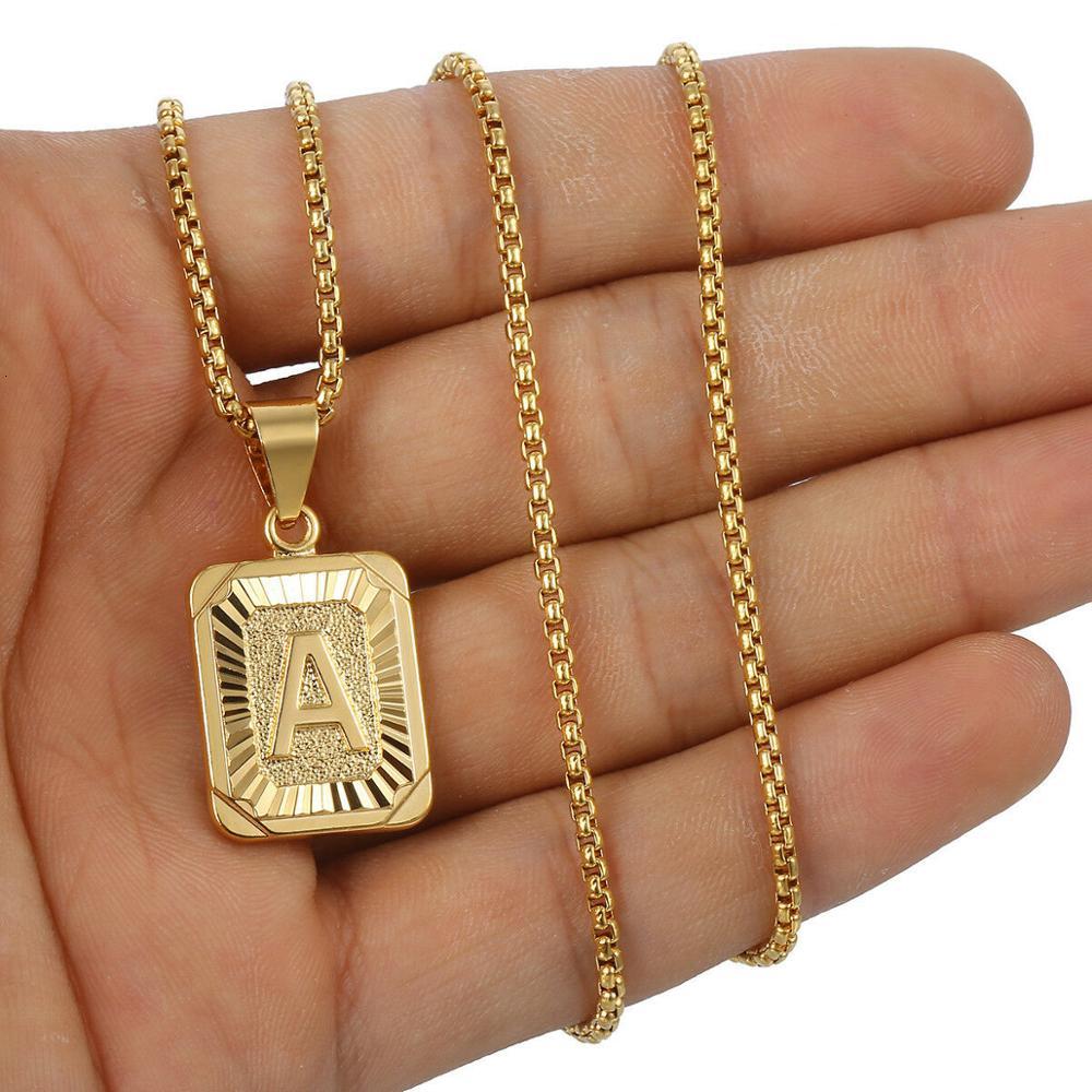 Initial Letter Pendant Name Necklack Yellow Gold j k Necklace for Women Men Bt Friend Jewelry Gifts Drop5081758
