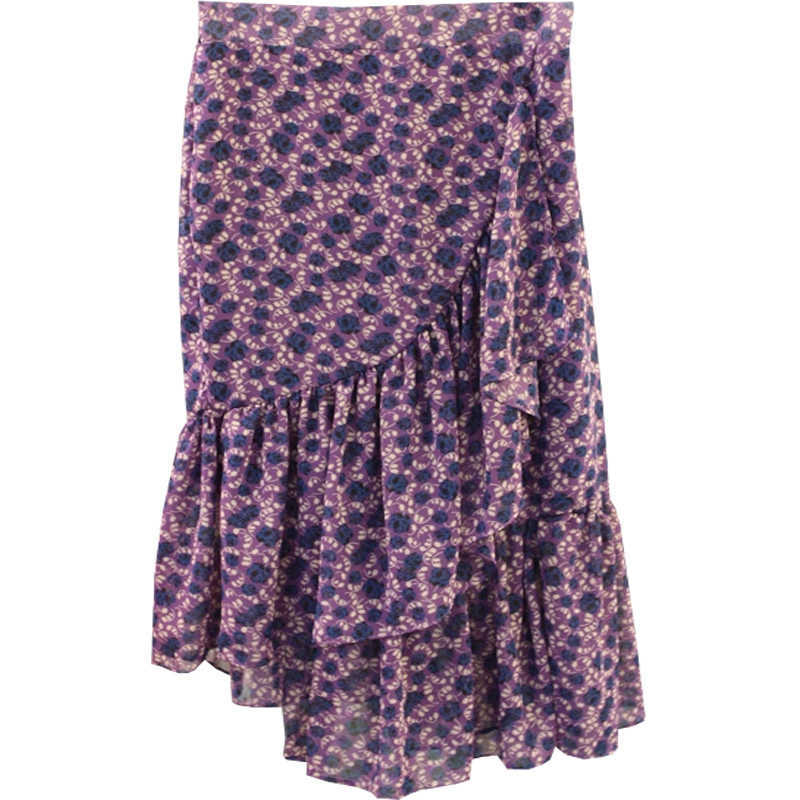 VANOVICH Korea Spring Summer Double-layered Lotus Leaf Side Stitched High-waisted Flower Skirts for Women 210615