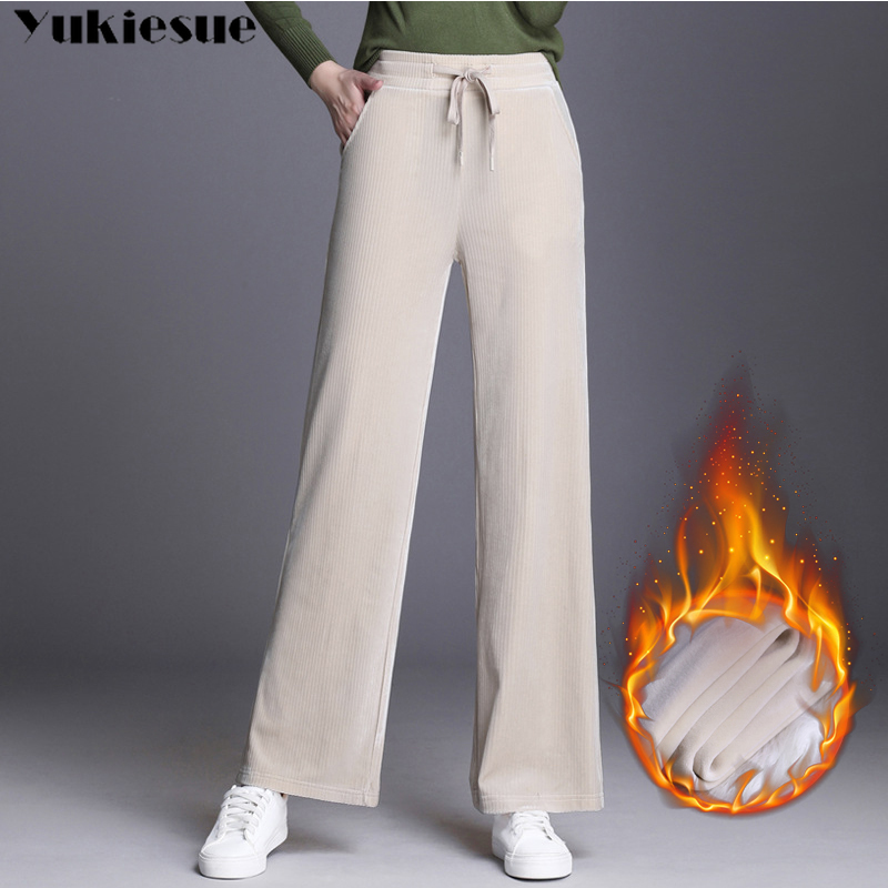 Corduroy winter warm fleece thick women' pants female high waist wide leg pants capris for women trousers woman Plus size 210519, Black with velvet
Corduroy winter warm fleece thick women' pants female high waist wide leg pants capris for women trousers woman Plus size 210519, Black with velvet