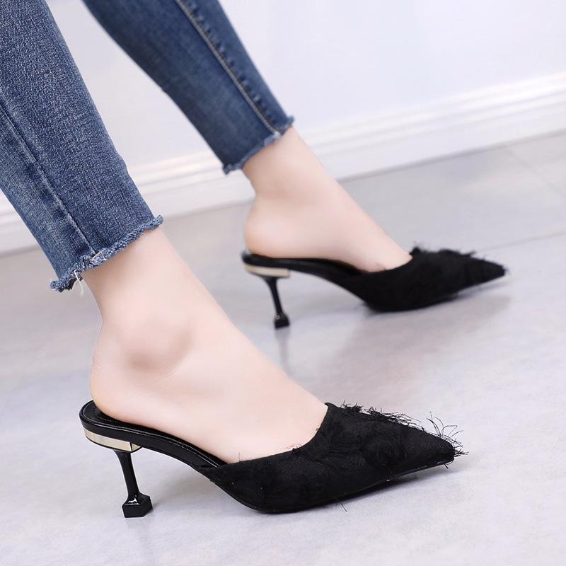 Slippers Pointed Toe Tassel Velvet Black High Thin Heel 2021 Women Summer Shoes Anti-skid Footwear Comfortable Female Shoe
Slippers Pointed Toe Tassel Velvet Black High Thin Heel 2021 Women Summer Shoes Anti-skid Footwear Comfortable Female Shoe