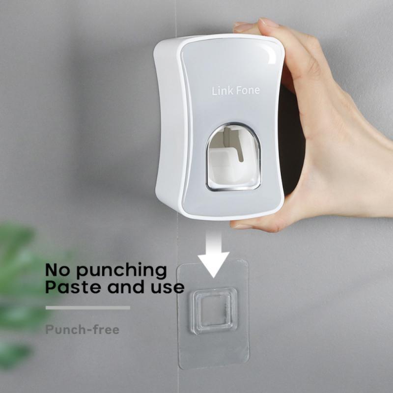 Wall Mount Toothpaste Dispenser Toothpaste Squeezer Tooth Dust-proof Toothbrush Holder Wall Mount Stand Bathroom Accessories Set