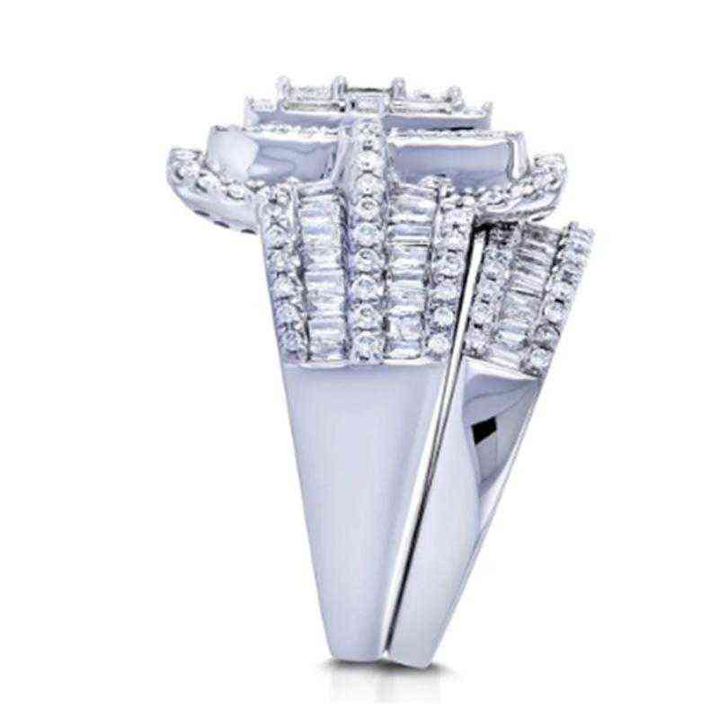 Wedding Rings Charm Female White Crystal Stone Ring Set Luxury For Women Vintage Bridal Square Engagement Whole H1115340y