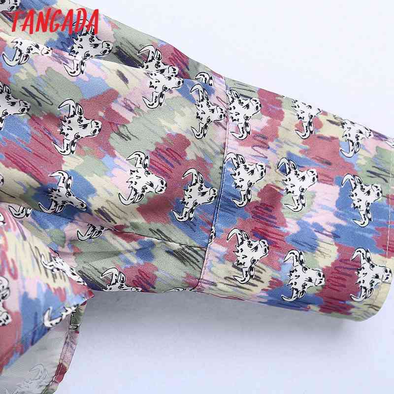 Women Retro Animal Print Blouse Long Sleeve Chic Female Crop Shirt Tops BE446 210416
