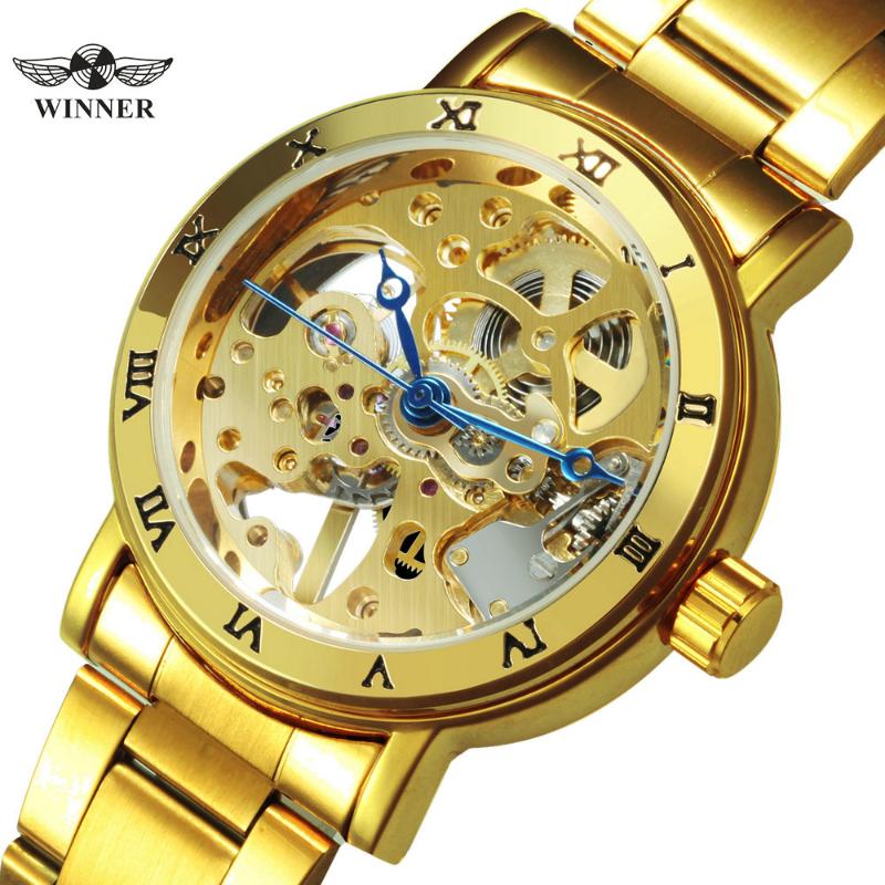 Luxury Skeleton Automatic Mechanical Resistant Luminous Hands Golden Steel Strap Elegant Women Watches 519 Wristwatches, Slivery;brown
Luxury Skeleton Automatic Mechanical Resistant Luminous Hands Golden Steel Strap Elegant Women Watches 519 Wristwatches, Slivery;brown