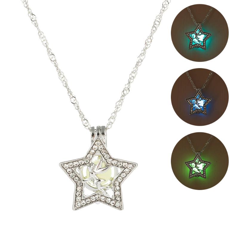 Pendant Necklaces 3 Color Luminous Stone Angle Necklace Classic Pentagram Hollow Glow In The Dark Women Fashion Jewelry For Party
Pendant Necklaces 3 Color Luminous Stone Angle Necklace Classic Pentagram Hollow Glow In The Dark Women Fashion Jewelry For Party
