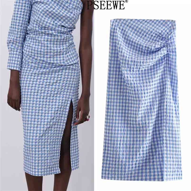 Draped Blue Plaid Long Skirts Woman Ruched High Waist Slit Skirt Women Fashion Elegant Summer Female 210519
Draped Blue Plaid Long Skirts Woman Ruched High Waist Slit Skirt Women Fashion Elegant Summer Female 210519
