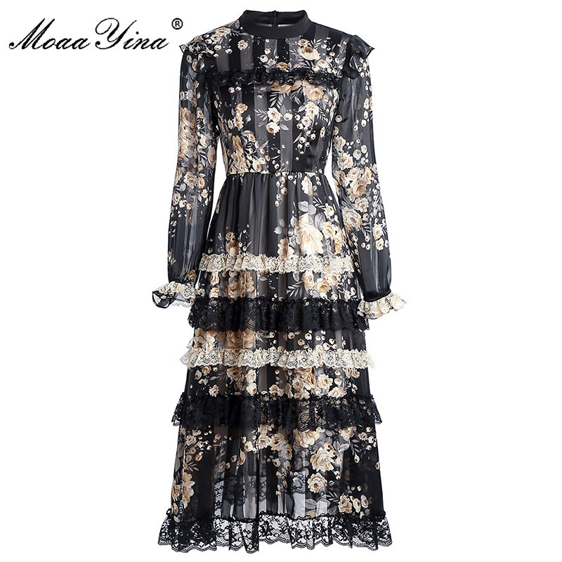Fashion Runway dress Spring Summer Women' Dress Long sleeve Print Lace Vacation Elegant Dresses 210524, Black
Fashion Runway dress Spring Summer Women' Dress Long sleeve Print Lace Vacation Elegant Dresses 210524, Black