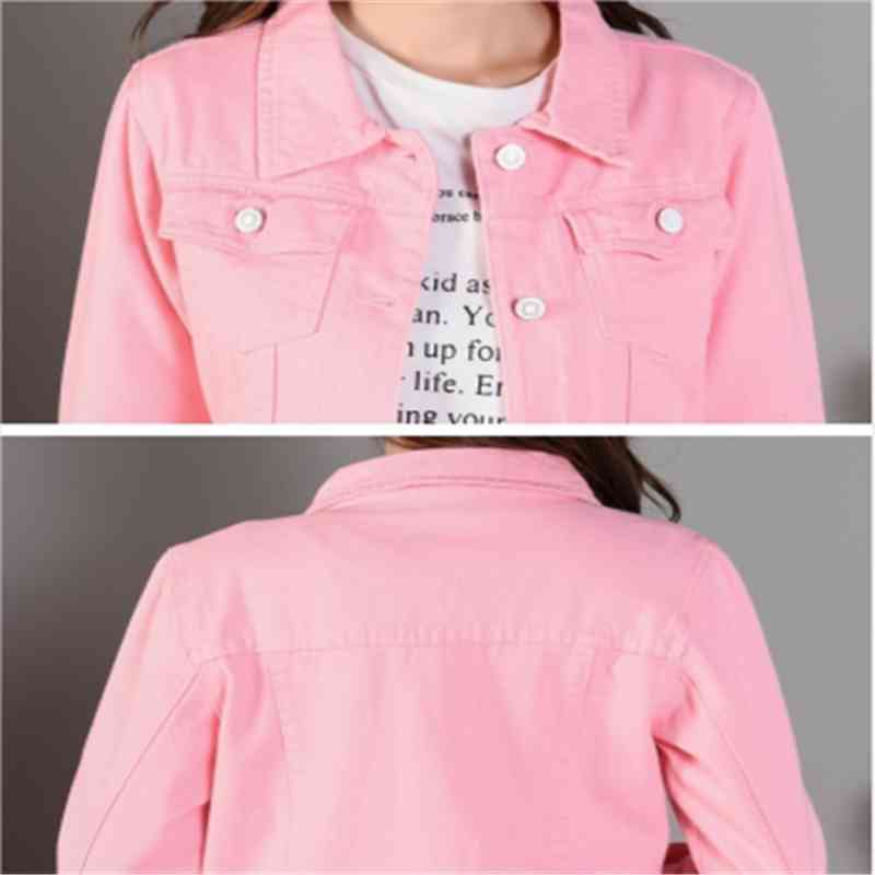 Women Jacket Winter Pink Jean s Korean Cute Vintage Short Female Autumn Boyfriend Crop Retro Denim 210428