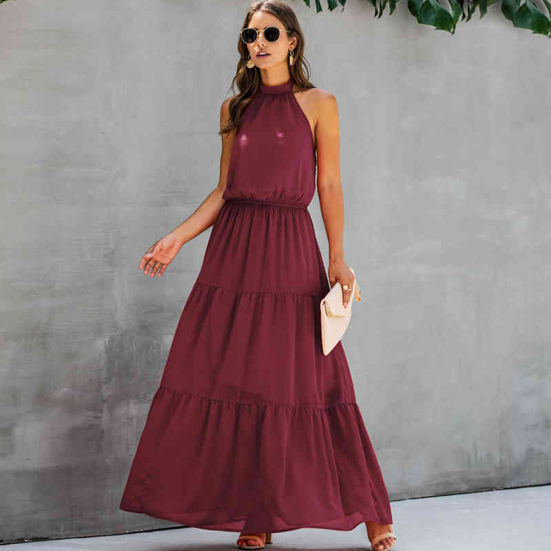 New Summer Maxi Dress Women Elegant Solid Halter Lace Up Sleeveless Backless Beach Swing Dresses Casual Ruffle Loose Long Dress, Black;gray
New Summer Maxi Dress Women Elegant Solid Halter Lace Up Sleeveless Backless Beach Swing Dresses Casual Ruffle Loose Long Dress, Black;gray