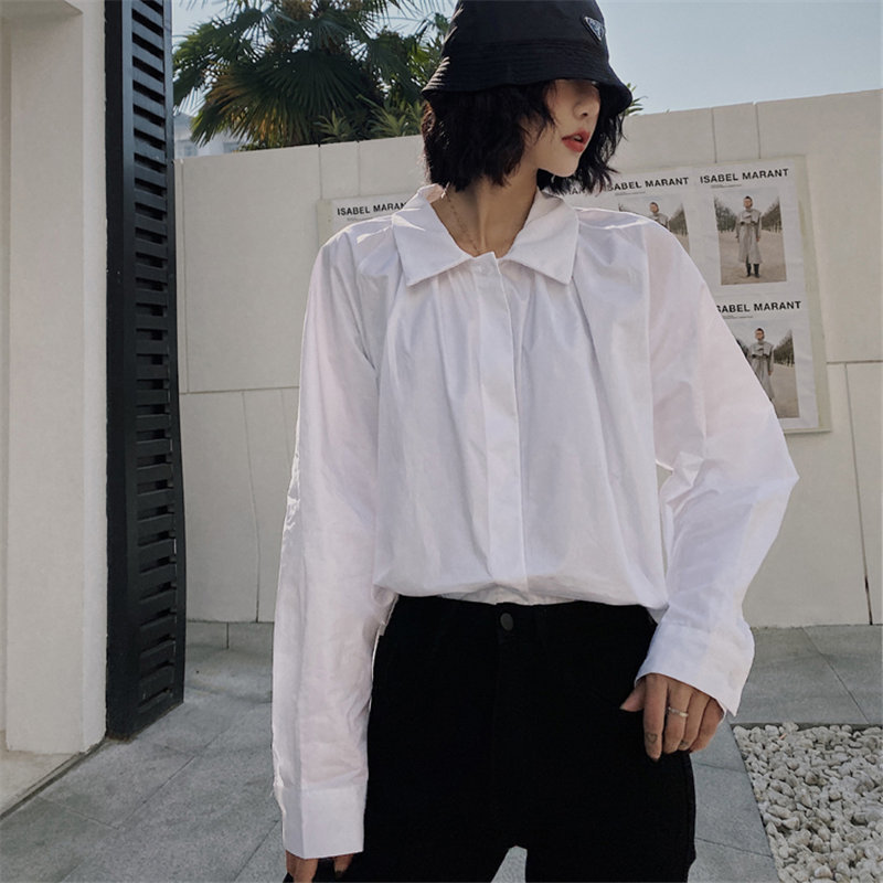 French Retro Loose OL Shirt High Quality Plus Women Blouses Korean Office Lady Elegance Long Sleeve Solid Tops 210421