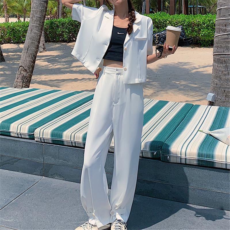 Suits For Women 2 Piece Set Blazer And Pants Fashion Elegant Korean White Suit Coat High Waist Wide Leg Outfit 2021 Summer Women' Two
Suits For Women 2 Piece Set Blazer And Pants Fashion Elegant Korean White Suit Coat High Waist Wide Leg Outfit 2021 Summer Women' Two