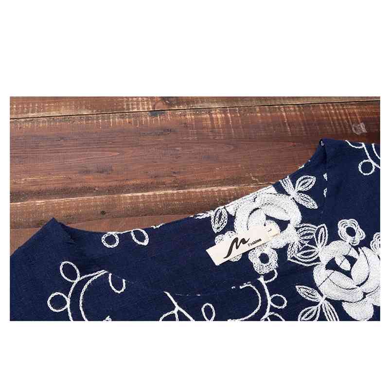 fashion art retro women blouse shirt floral embroidery summer female clothing plus size 's blusas topsD822 30 210506