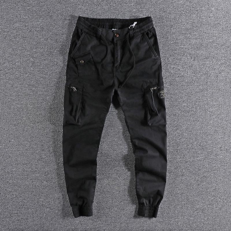 Zipper Three Dimensional Pocket Tooling Casual Pants Men's High Quality Youth Slim Leggings Fashion Trouser 101