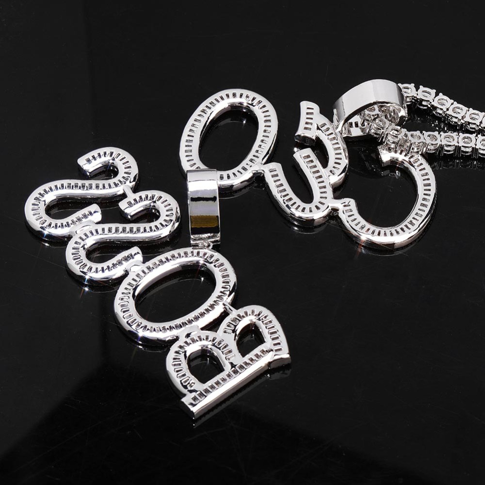 Custom Name Letters Customized Necklaces Iced Out Chain Pendants Charms Zircon Hip Hop Jewelry with Gold Silver 20inch Tennis Chain Rock Punk Party fo