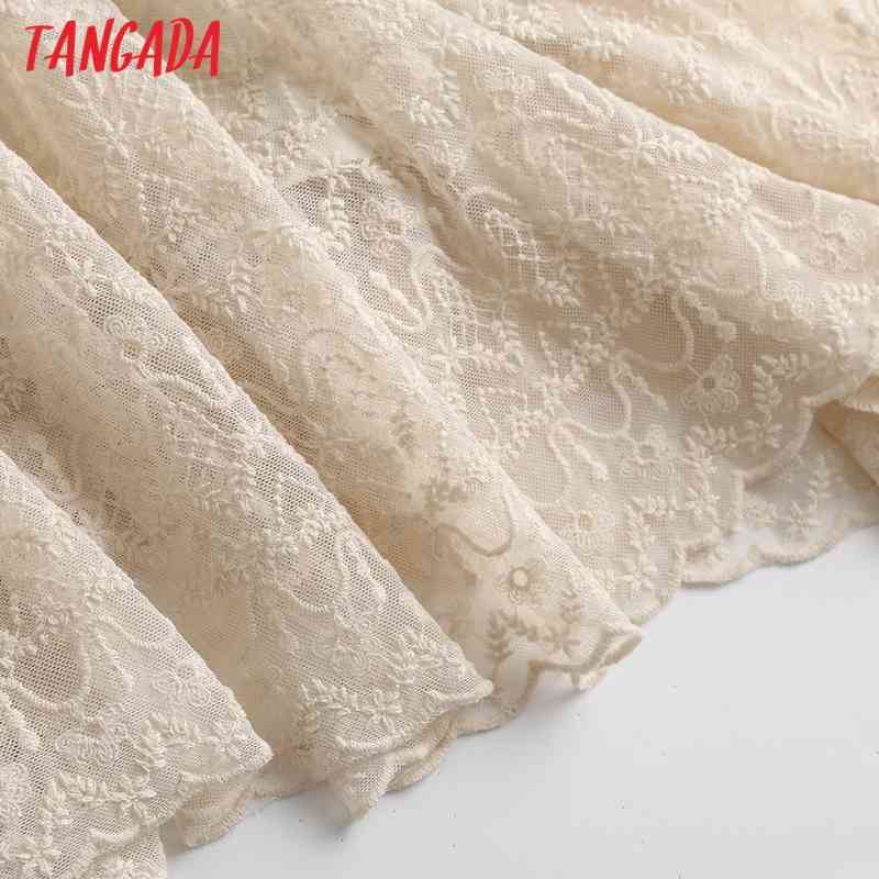 Women Vintage Lace Midi Skirt Faldas Mujer Strethy Waist Ladies Elegant Chic Mid Calf Skirts WF32 210416