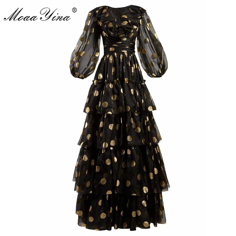 Fashion Designer Runway dress Spring Summer Women Dress V-neck Dot Mesh Black Elegant Party Ruffles Dresses 210524
Fashion Designer Runway dress Spring Summer Women Dress V-neck Dot Mesh Black Elegant Party Ruffles Dresses 210524