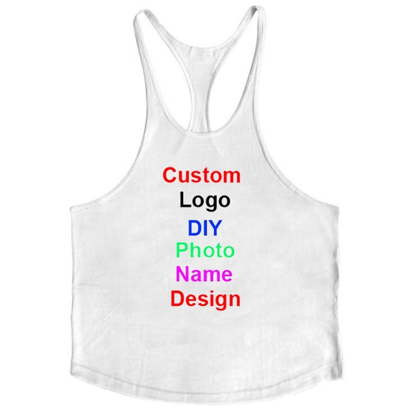 DIY Bodybuilding Stringer Tank Top Po Name Summer Fitness Mens Gym Clothing Customized Cotton Sleeveless Shirt 210623