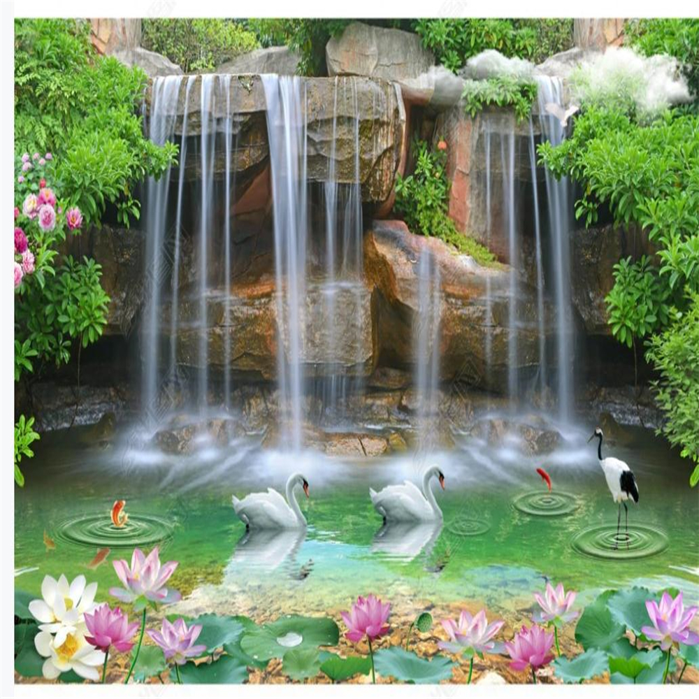 Photo murals living room Landscape wallpaper painting 3D waterfall romantic stereo TV background wall