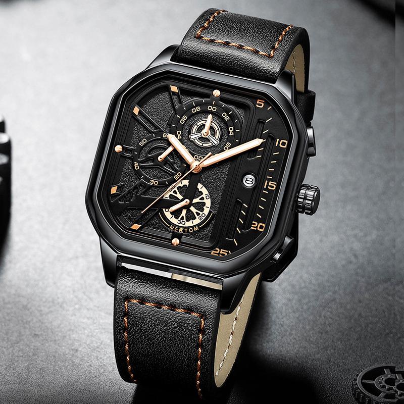 Wristwatches Square Watches Mens Top Analog Quartz Clock Male Luminous Waterproof Leather Military Sport Watch Men Reloj, Gold
Wristwatches Square Watches Mens Top Analog Quartz Clock Male Luminous Waterproof Leather Military Sport Watch Men Reloj, Gold