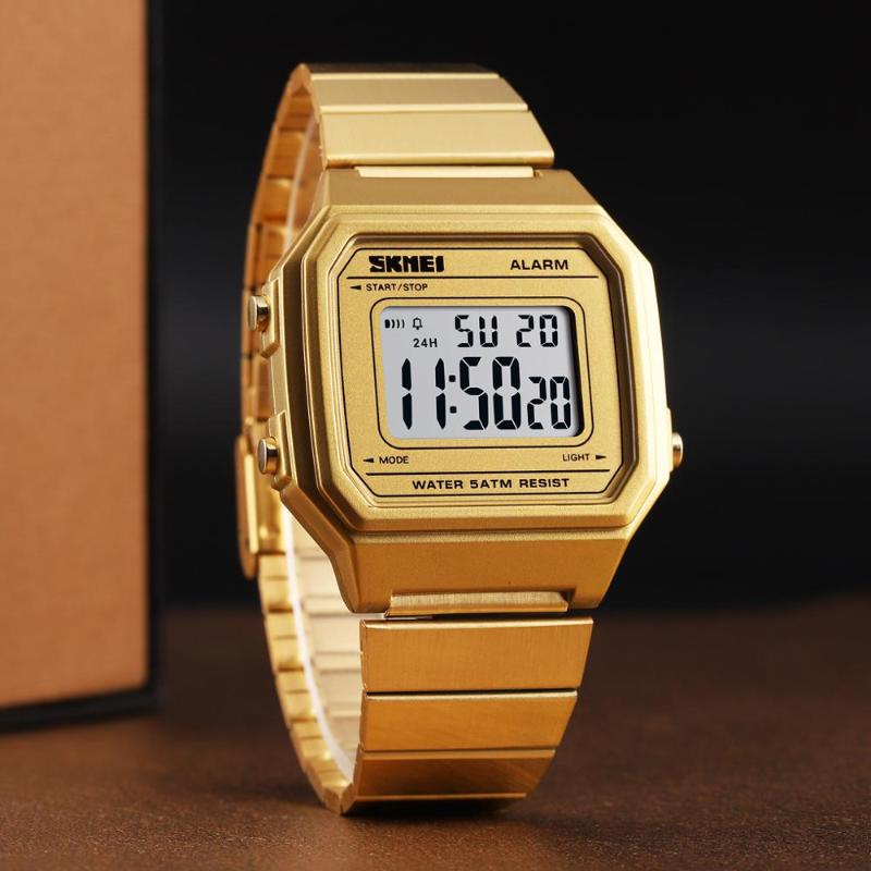 Wristwatches SKMEI Retro Men's Digital Watches Squart Dial LED Light Chronograph Date Week Stainless Steel Male 50m Waterproof Clocks Reloj, Gold
Wristwatches SKMEI Retro Men's Digital Watches Squart Dial LED Light Chronograph Date Week Stainless Steel Male 50m Waterproof Clocks Reloj, Gold