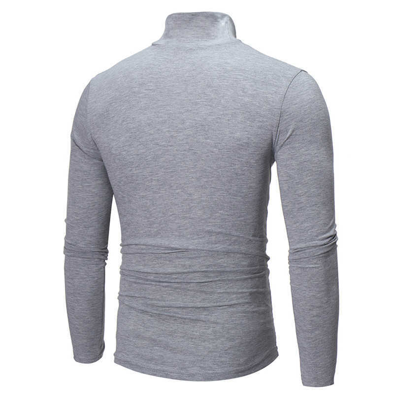 turtleneck for men Solid color slim elastic thin pullover men Spring Autumn turtleneck men clothing 210818