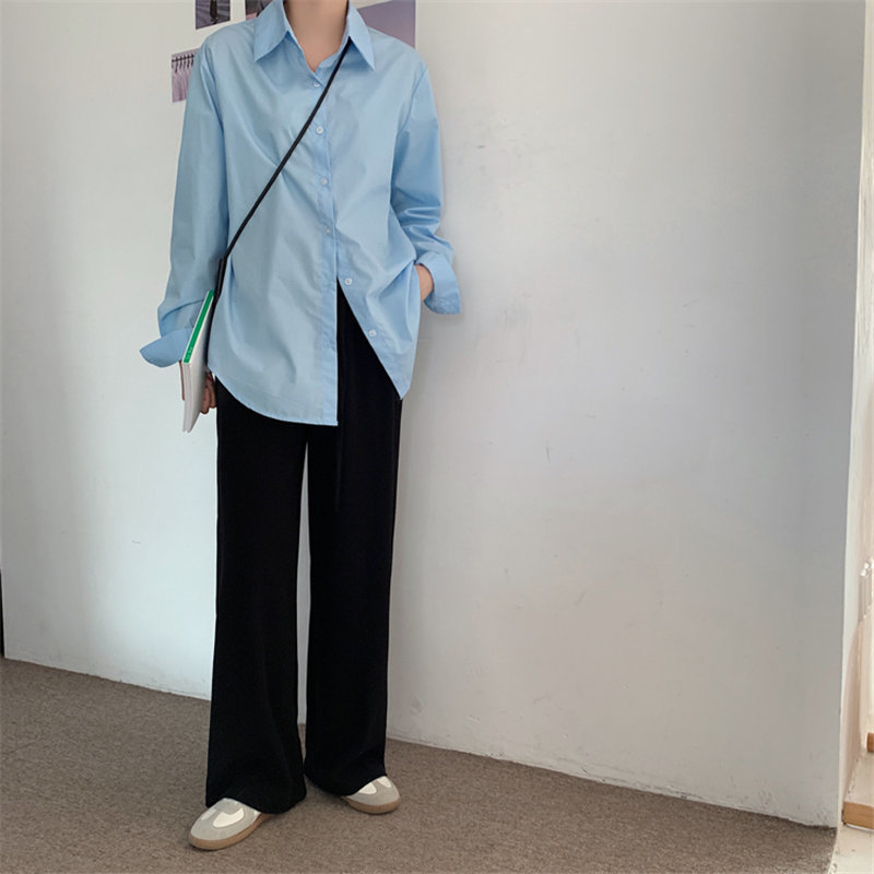 Minimalist High Waist Straight Casual Trousers Elegant Women Slim Brief Stretwear Loose Solid Female Pants 210421
