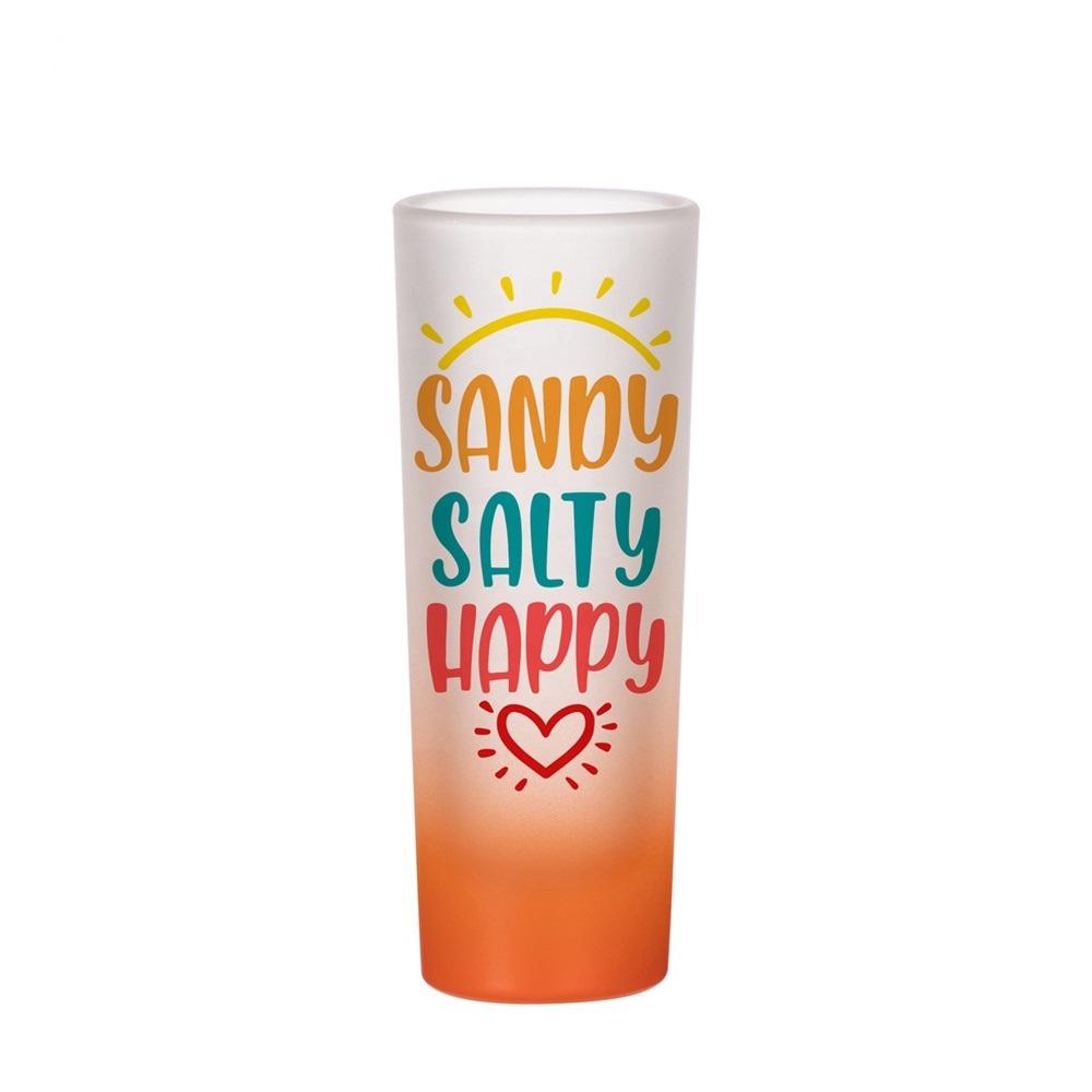 9 Colors IN STOCKS Sublimation Wine Glasses 3oz Ombre Colored Frosted Shot Glass with Gradient Colorful Bottom Heat Transfer Printing Clear Champagne 