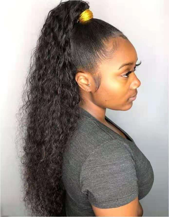 African american ponytail human hair extension for black women wraps around pony tail hairpiece clip in 140g