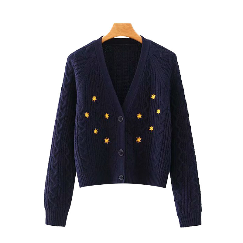 Women Fashion Floral Embroidery Cropped Knitted Cardigan Sweater Vintage Long Sleeve Female Outerwear Chic Tops 210521, As picture
Women Fashion Floral Embroidery Cropped Knitted Cardigan Sweater Vintage Long Sleeve Female Outerwear Chic Tops 210521, As picture