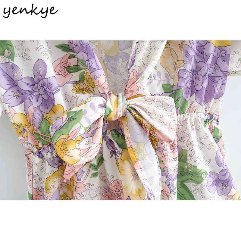 Holiday Summer Dress Women Sweet Ruffle Sexy V Neck Short Sleeve Vestido Mujer A-line Mini Floral Print Boho 210430