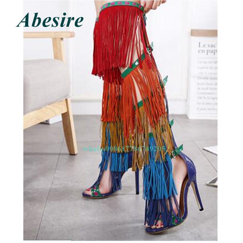 Boots Young Girls Beautiful Long Mixed Colors Tassels Over Knee Gladiator Cut-out Fringes Genuine Leather High Heel, Black
Boots Young Girls Beautiful Long Mixed Colors Tassels Over Knee Gladiator Cut-out Fringes Genuine Leather High Heel, Black