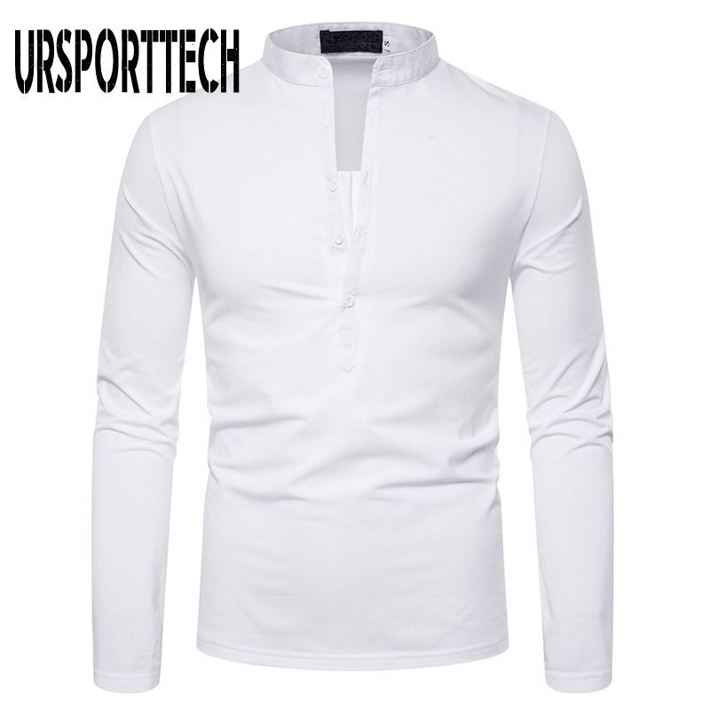 URSPORTTECH Solid Color T Shirt Men Long Sleeve Casual T-shirt Tops Clothing Spring Autumn Streetwear Fashion T-shirts 220309
