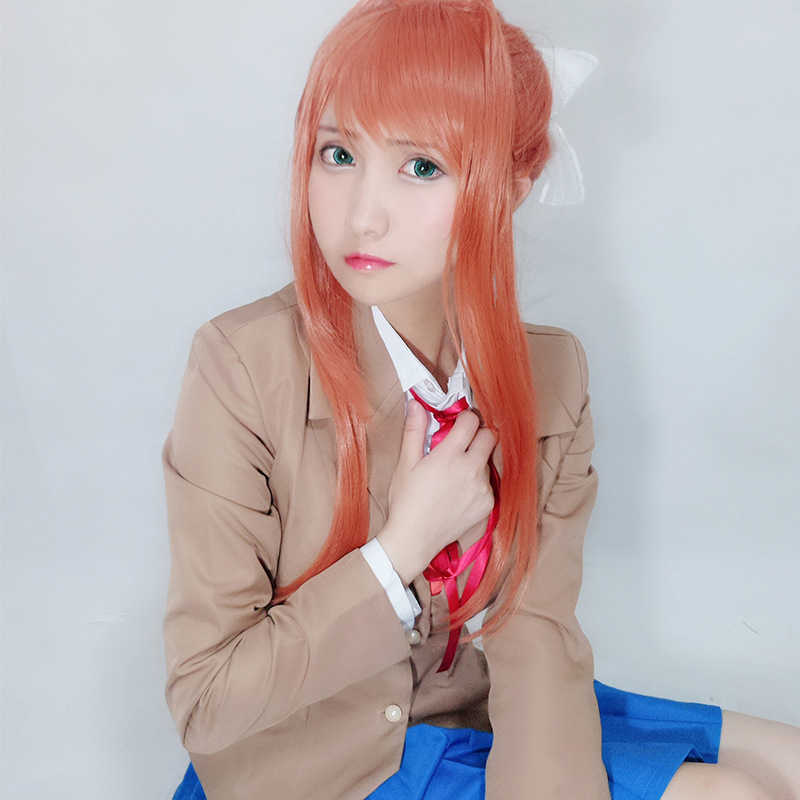 Game Doki Literature Club Cosplay Sayori Natsuki Yuri Monika Costume School Uniform Wig Skirt Women Anime Y0913