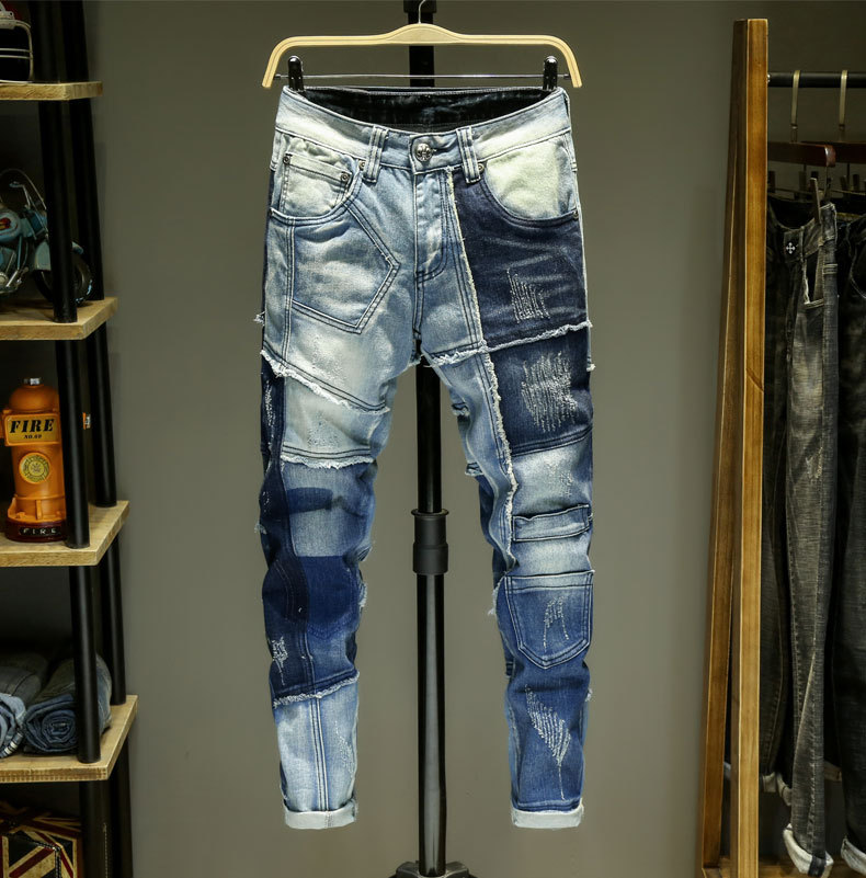 Men jeans Knee Ripped Gradient color Stretch Slim Stitching denim Pants Streetwear man Casual cotton Motorcycle Hip Hop, Picture
Men jeans Knee Ripped Gradient color Stretch Slim Stitching denim Pants Streetwear man Casual cotton Motorcycle Hip Hop, Picture