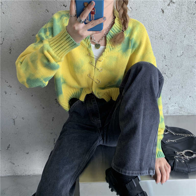 Cropped Cardigan Women Short Sweater Avocado Ladies Knitted Cardigans Casual Crop Top Vintage Chic Fashion Streetwear Sexy 210527