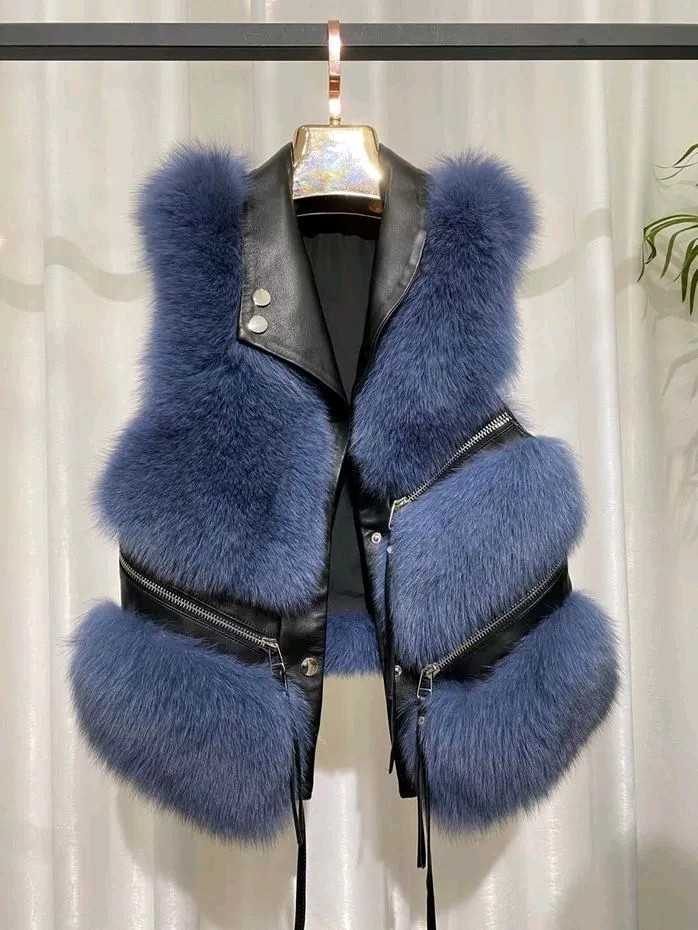 Faux Fur Vest coat women's Lapel sleeveless buckle Slim Fit Plus Size Teddy coat high street plush fur jacket 211019