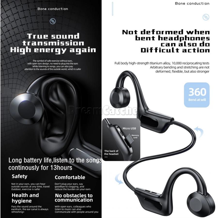 Bone Conduction Sports Bluetooth Headphone Waterproof Noise Reduction Earphone Running Exercise Headset Music Player BL13 High Qua