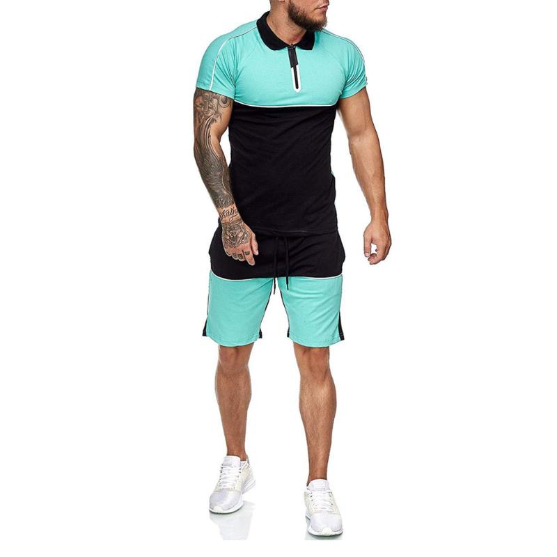 Summer Sports Fashion Casual Sets Men's Shorts+T-Shirt Two Piece Tracksuit Tops Sportswear Fitness Clothes Male Set M-3XL Tracksuits