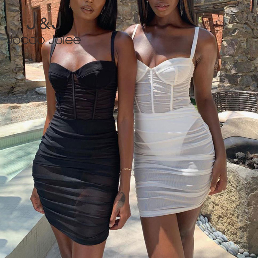 Jocoo Jolee Sleeveless Strapless Bodycon Dress Women See Through Mesh Sexy Dresses Elegant Sheath Club Party Mini Dress 210518, White
Jocoo Jolee Sleeveless Strapless Bodycon Dress Women See Through Mesh Sexy Dresses Elegant Sheath Club Party Mini Dress 210518, White