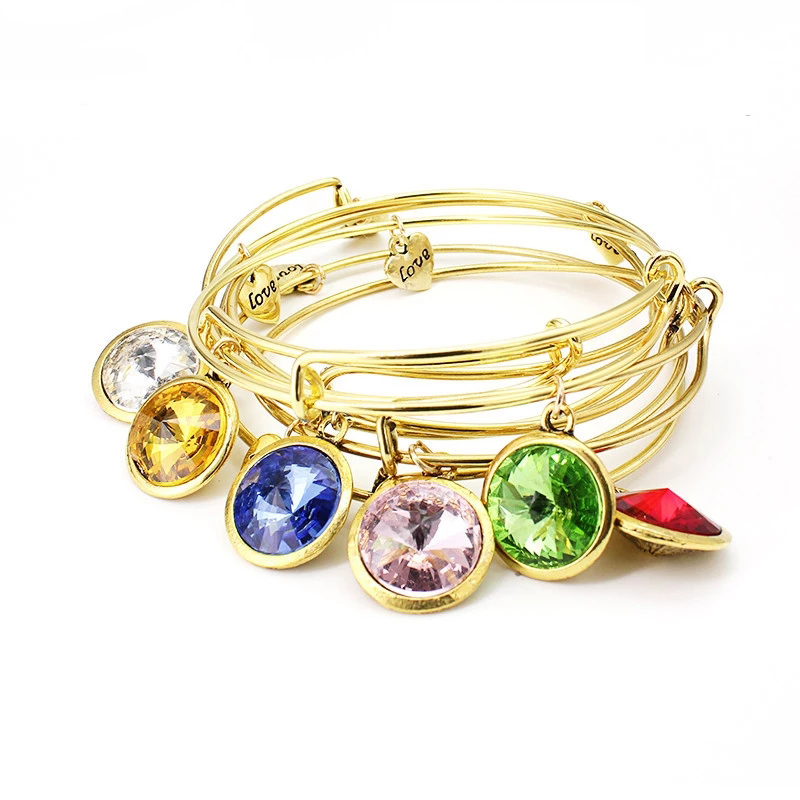 birthstone charm love bangle expandable wire bracelets for women gold color bangles jewelry
birthstone charm love bangle expandable wire bracelets for women gold color bangles jewelry