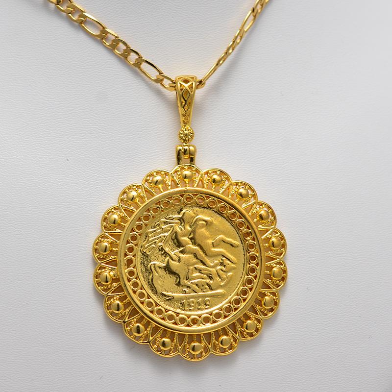 Pendant Necklaces Annayoyo 24K United Kingdom George V Coins Necklace Jewerly For Man Women British Commemorative Badge Jewelry Gift
Pendant Necklaces Annayoyo 24K United Kingdom George V Coins Necklace Jewerly For Man Women British Commemorative Badge Jewelry Gift