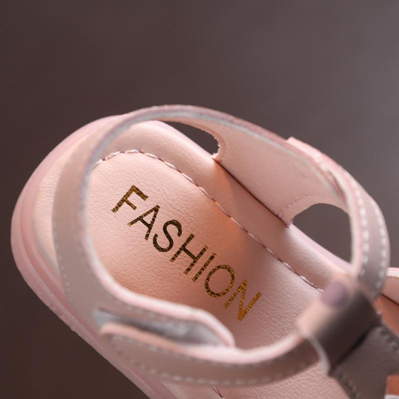 Sandals Summer Bow Children Shoes Girls LED Baby Korean Party Princess Soft Beach Solid For 2-8 Years Old