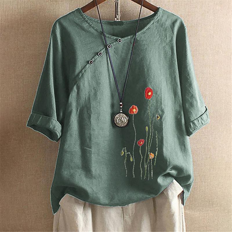 Women's Blouses & Shirts Button Floral Women Summer Linen Cotton Blouse Thin Casual Vintage Tops And Bloues Elegant Blusa Pullovers, Green
Women's Blouses & Shirts Button Floral Women Summer Linen Cotton Blouse Thin Casual Vintage Tops And Bloues Elegant Blusa Pullovers, Green