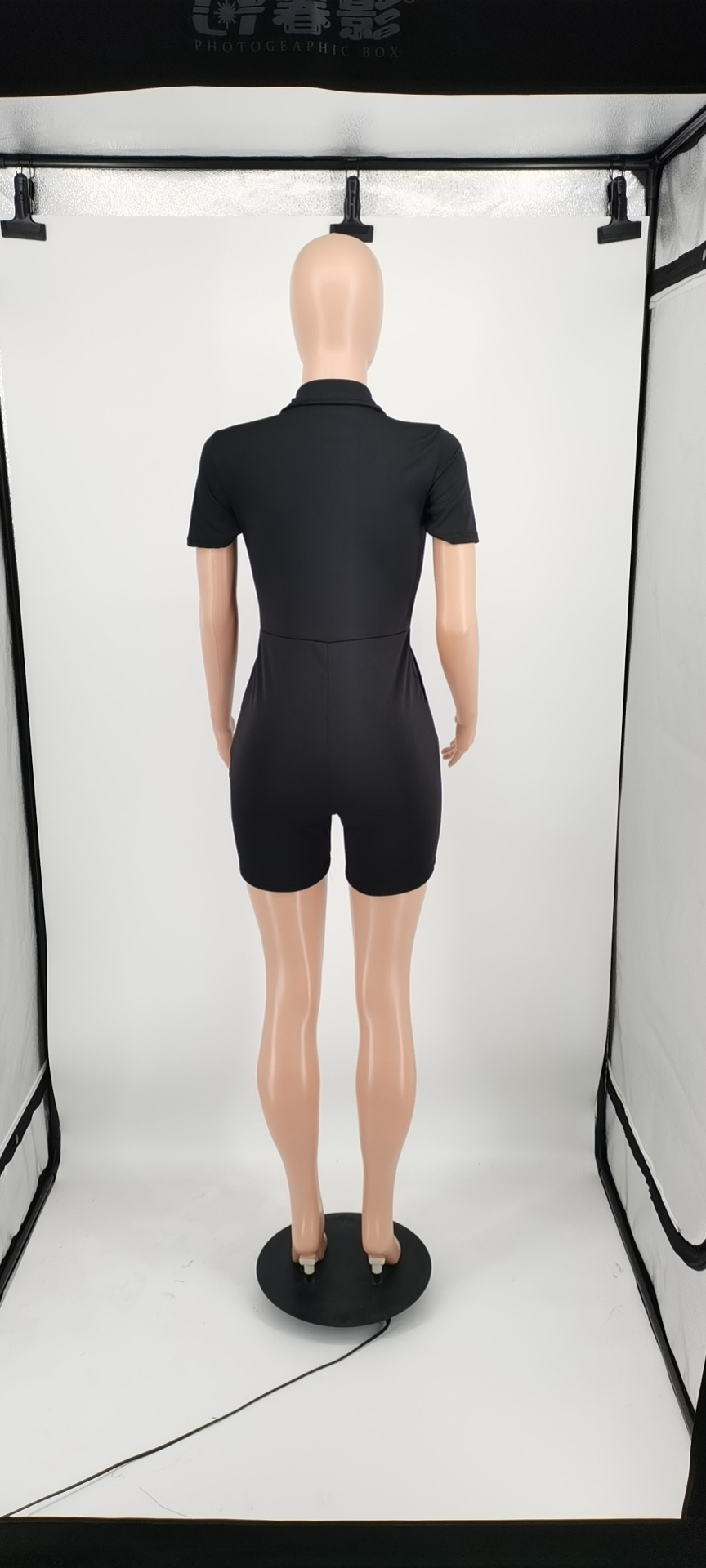 Women rompers Plus size 2XL short sleeve Embroidery Jumpsuits solid color skinny bodysuits Casual shorts Overalls Summer clothes black slim leggings 5