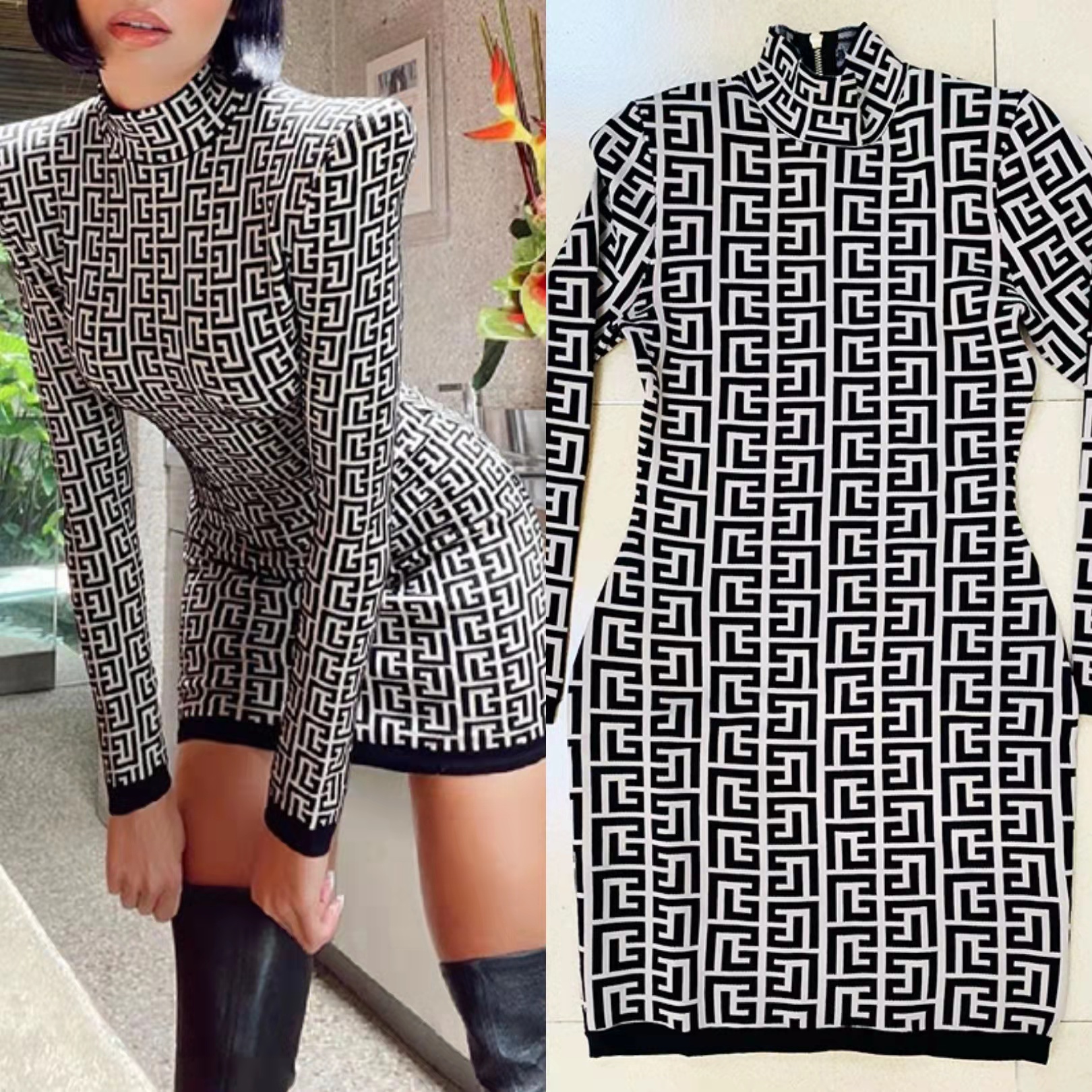 High-quality Star same knitting dress geometric pattern jacquard fabric stretch, As picture
High-quality Star same knitting dress geometric pattern jacquard fabric stretch, As picture