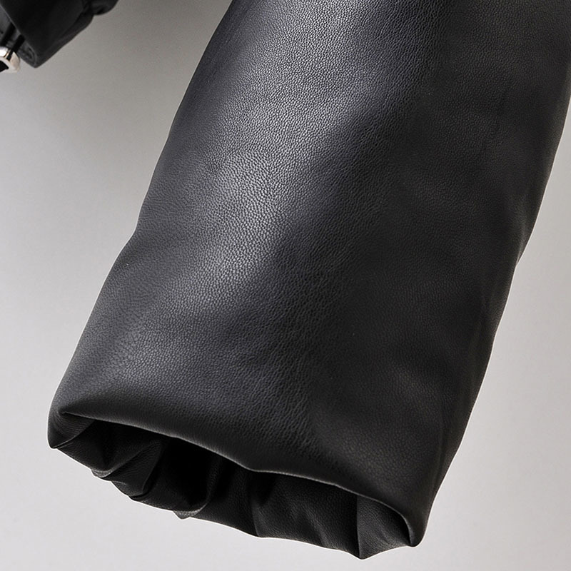 Women Casual Pu Leather Black Coat Stand Collar Office Jacket Long Sleeve Warm Ladies Tops Outerwear Winter Autumn 210414